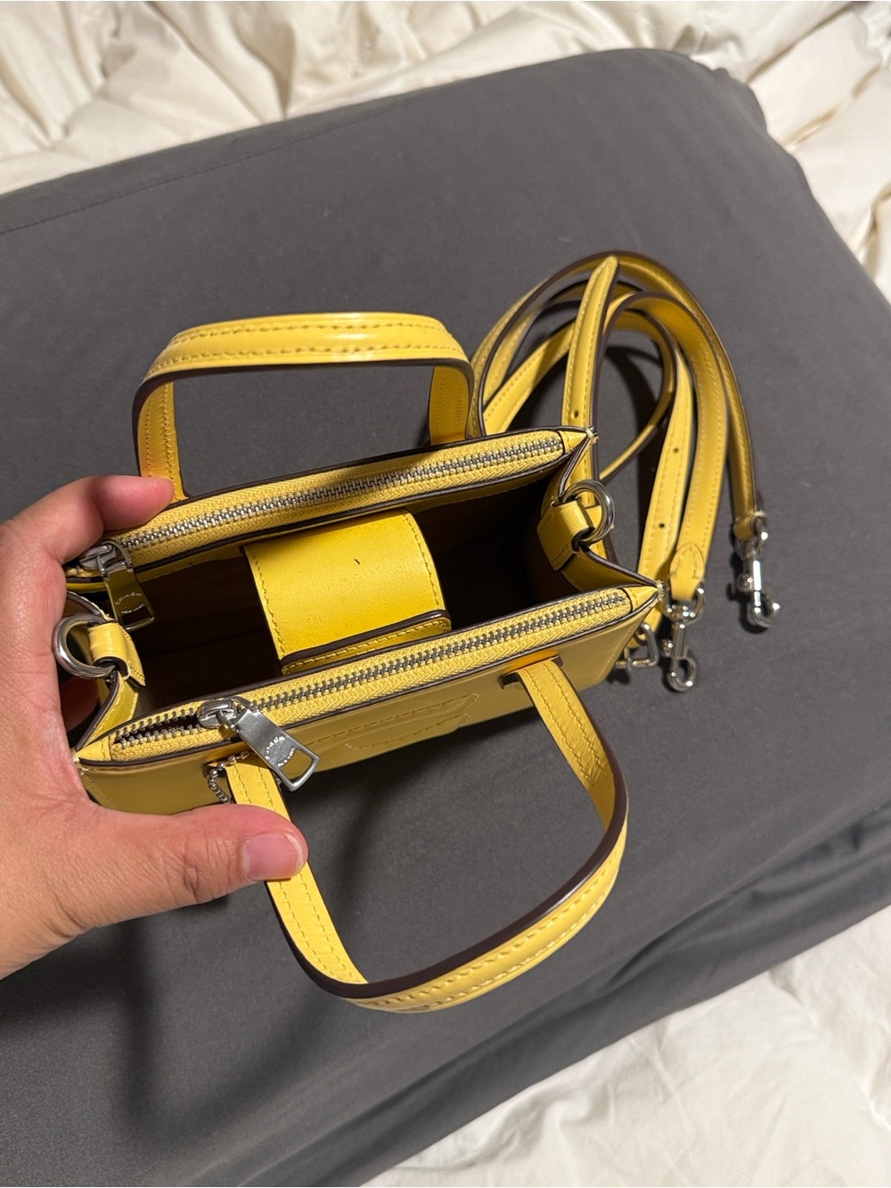 Coach Yellow Leather Mini Tote with Signature 'C' - Picture 3 of 10